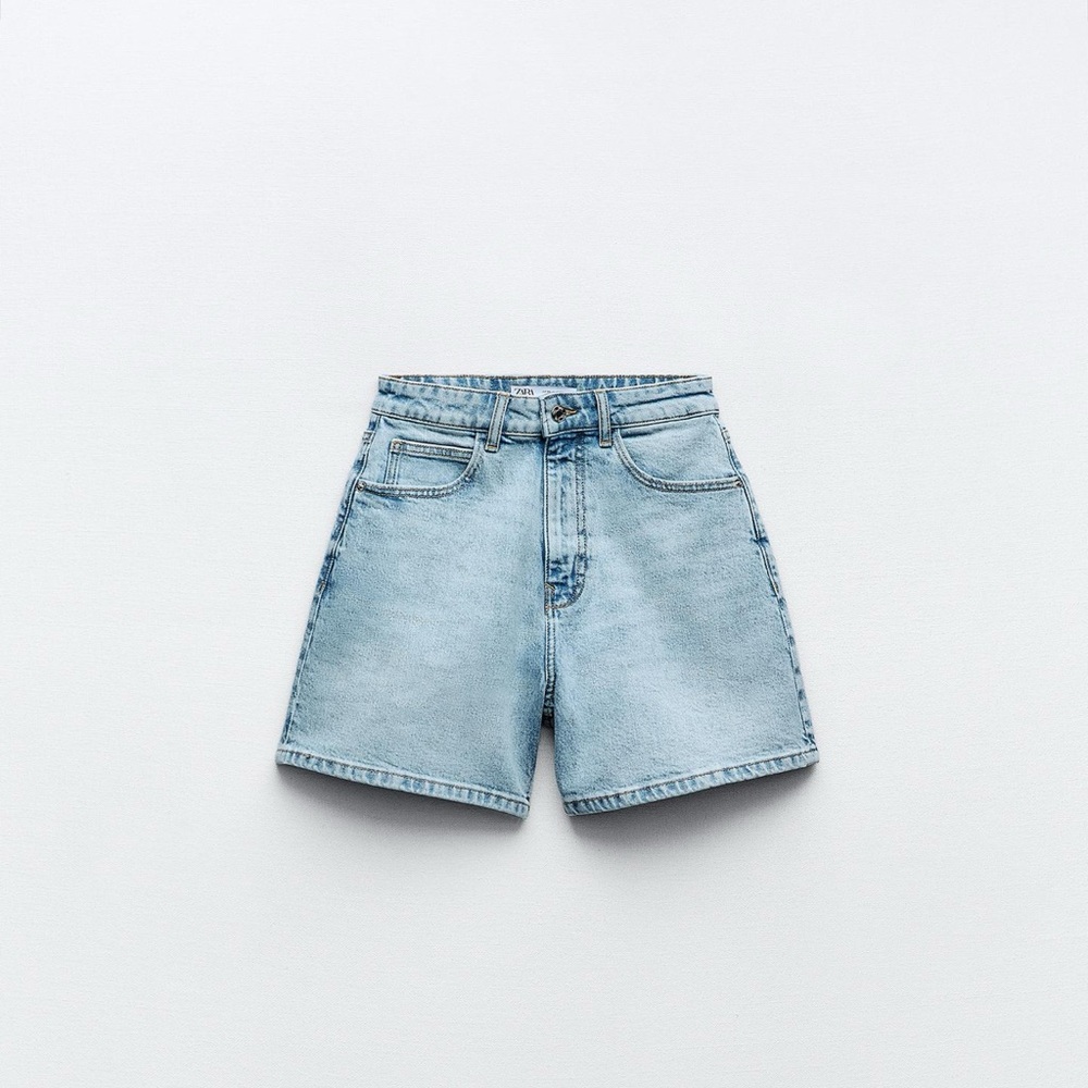 Zara Faded Blue Denim Shorts